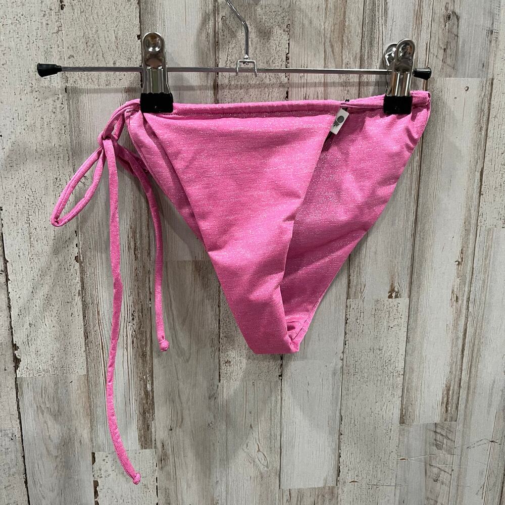 New! Monica Hansen MHB Revolve Lurex Side‎ Tie Cheeky Bikini Bottom Pink S